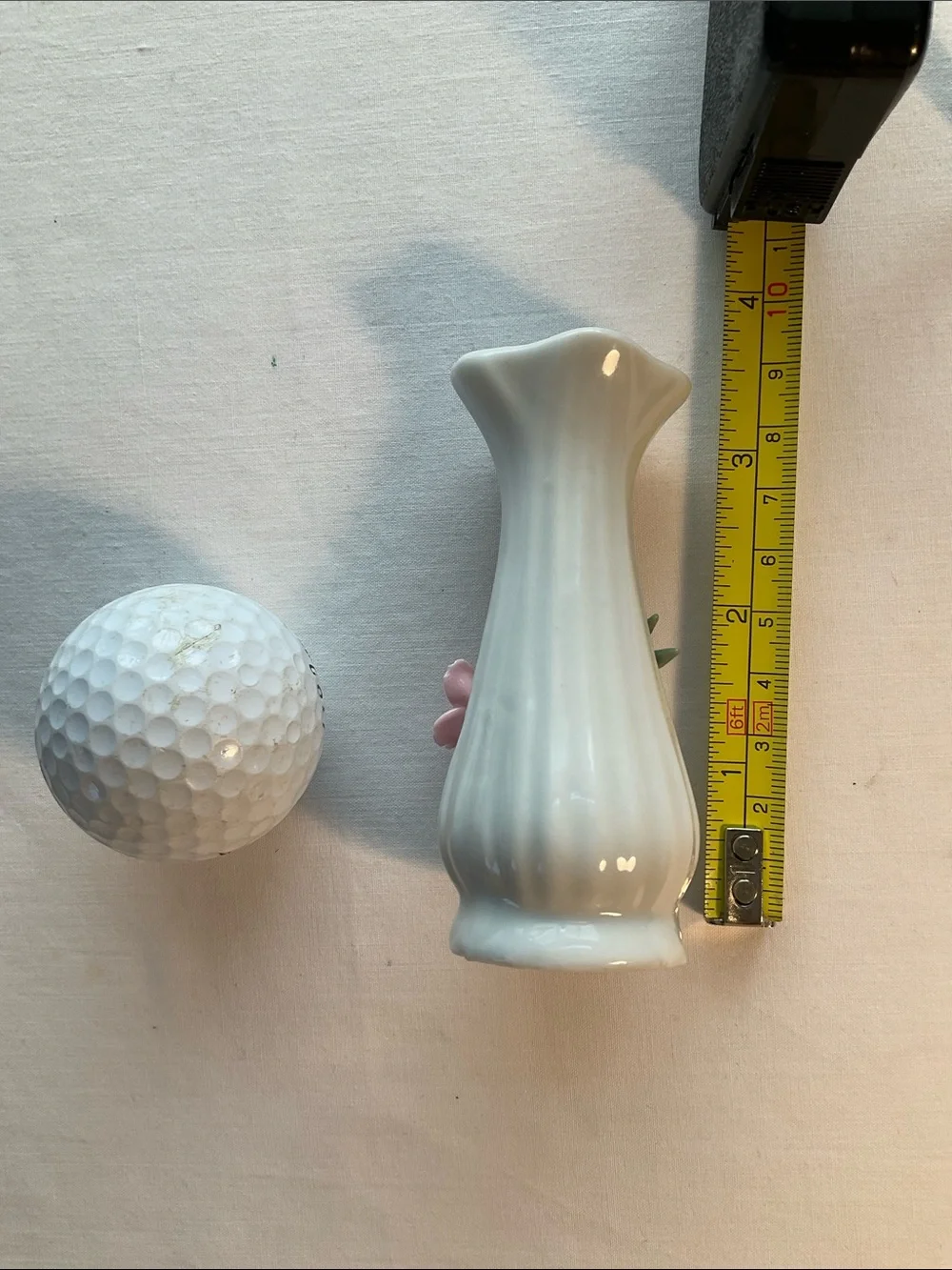 Vintage Petite Porcelain White Bud Vase with Pastel Floral Accents